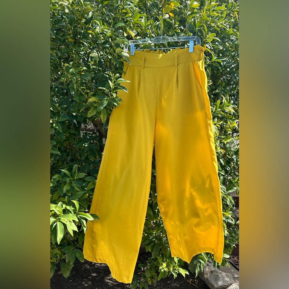 46.ECOWISH Women’s Wide-leg High-waisted Trousers With Pleats.Size L
